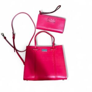 Kate Spade NEON pink purse AND wallet set